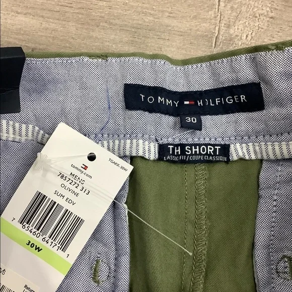 Men's Tommy Hilfiger 30 Small Khakis Chino Shorts Olive Green Stretch Twill NWT - Picture 6 of 10